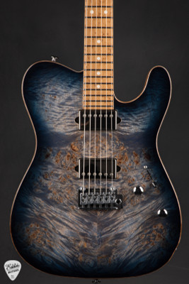 Suhr Roasted Modern T Waterfall Burl Maple Electric Guitar in Faded Trans Whale Blue Burst