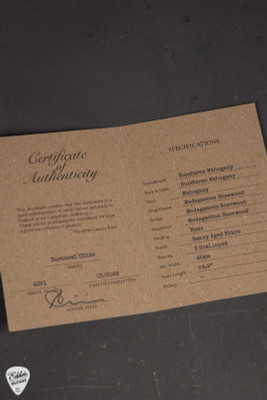 Case Card for Atkin Dust Bowl OO12s Special Heavy Aged Acoustic Guitar with Honduran Mahogany