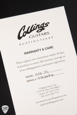 Certificate for Collings 470 JL  Antique Sunburst Top Electric Guitar