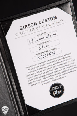 Certificate for Gibson Custom Shop PSL Les Paul Ultima 5A Tree of Life Transparent Geode Electric Guitar