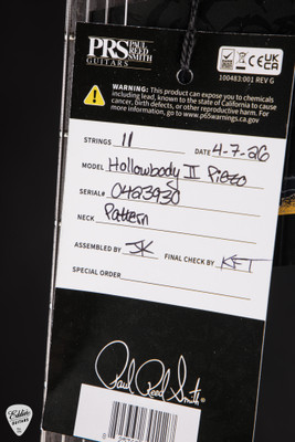 Hang Tag for PRS Hollowbody II Piezo Electric Guitar