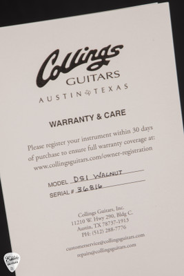 Collings certificate of autheticity