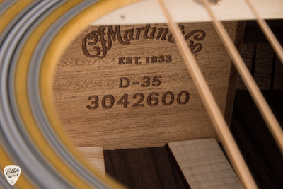 Label for 2026 Martin D35 Acoustic Guitar