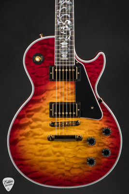 Gibson Custom Shop Dealer Select Les Paul Custom 5A Quilt Tree Of Life Fireburst Electric Guitar