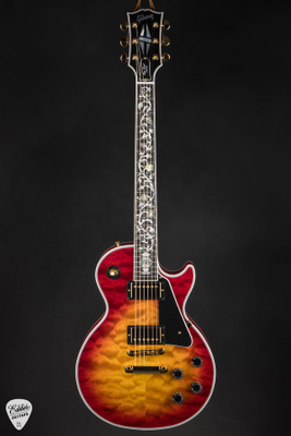 Gibson Custom Shop Dealer Select Les Paul Custom 5A Quilt Tree Of Life Fireburst Electric Guitar