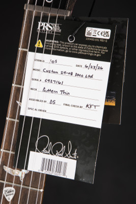 Hang Tag for PRS Custom 24 08 Stained Neck Private Stock Pomegranate Electric Guitar