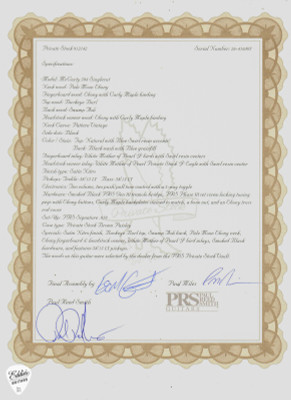 Spec Sheet for PRS Private Stock 12142 McCarty 594 Singlecut Buckeye Burl Blue Swirl Resin Electric Guitar