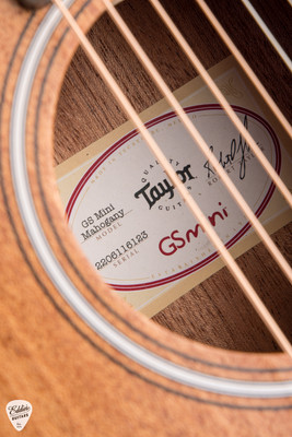 Label for Taylor GS Mini Mahogany Acoustic Guitar