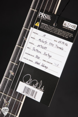 Hang Tag for PRS Limited Edition McCarty 594 Tremolo Charcoal Electric Guitar