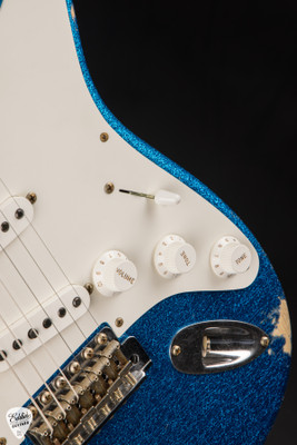 Fender Custom Shop 50s Dualmag II Stratocaster Relic Blue Sparkle Electric Guitar