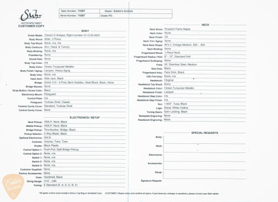 2023 - Suhr Eddie's Guitars Exclusive Classic S Antique Roasted - Ocean Turquoise Metallic