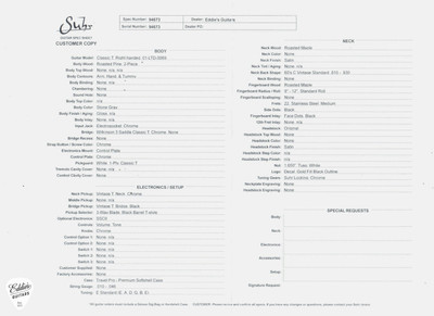 Spec Sheet for Suhr Classic T Roasted Limited Edition Stone Gray Electric Guitar