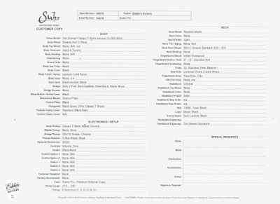 Spec Sheet for Suhr Tim Stewart Signature Classic T Black Electric Guitar