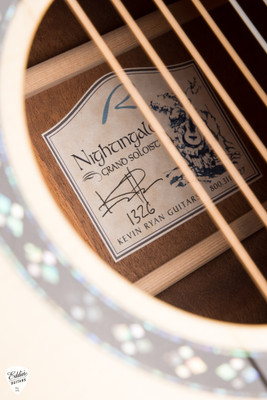 Kevin Ryan Nightingale Grand Soloist Acoustic Guitar with Engelmann Spruce and Quilted Mahogany