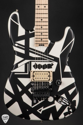 EVH Striped Series Shapes White and Black Electric Guitar
