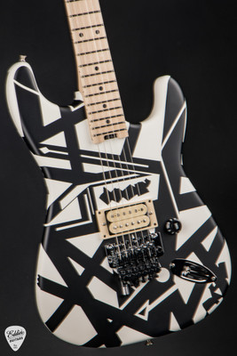 EVH Striped Series Shapes White and Black Electric Guitar