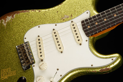2023 - Fender Custom Shop Eddie's Guitars Exclusive Dealer Select Roasted 1963 Stratocaster Heavy Relic - Chartreuse Sparkle