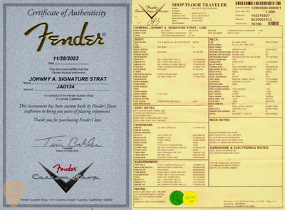 2023 - Fender Custom Shop Johnny A. Signature Stratocaster - Lydian Gold