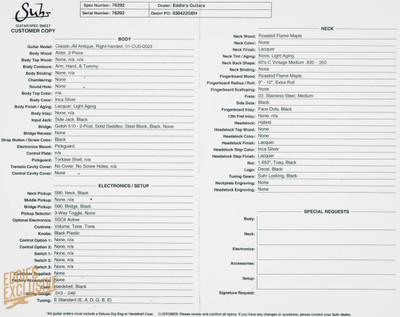 2023 - Suhr Eddie's Guitars Exclusive JM Antique Roasted - Inca Silver