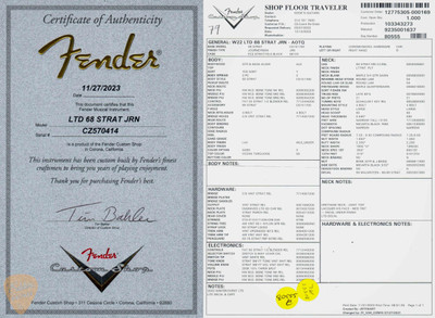 2023 - Fender Custom Shop Limited Edition 1968 Stratocaster Journeyman - Ocean Turquoise