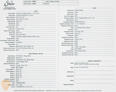 2023 - Suhr Eddie's Guitars Exclusive Roasted Classic JM Mastery - Aqua Ocean Sparkle