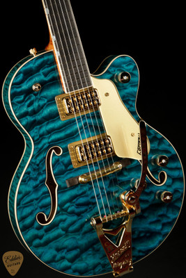 Gretsch Custom Shop Master Built G6659 Broadkaster Center Block Single-Cut with String-Thru Bigsby - Transparent Ocean Water