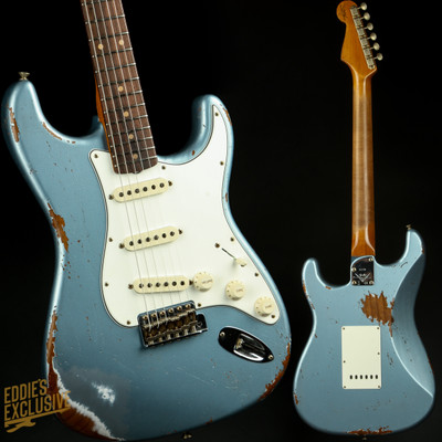 2023 - Fender Custom Shop Eddie's Guitars Exclusive Dealer Select Roasted 1963 Stratocaster Heavy Relic - Ice Blue Metallic