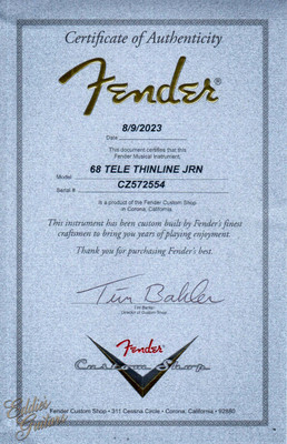 2023 - Fender Custom Shop 1968 Telecaster Thinline Journeyman Relic - 3 Tone Sunburst