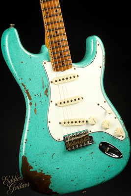 2023 - Fender Custom Shop Eddie's Guitars Exclusive Dealer Select Roasted 1963 Stratocaster Heavy Relic - Seafoam Green Sparkle