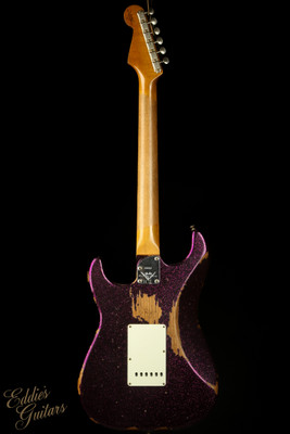 Fender Custom Shop Eddie's Guitars Exclusive Dealer Select Roasted 1963 Stratocaster Heavy Relic - Magenta Sparkle