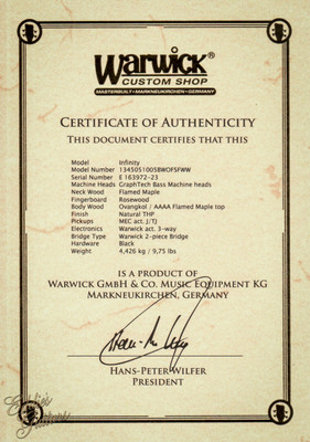 Warwick Custom Shop Masterbuilt Infinity Flamed Maple 5 String - Natural Transparent High Polish