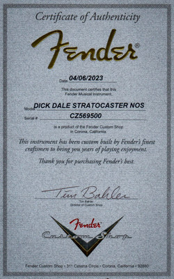 2023 - Fender Custom Shop Dick Dale Signature Stratocaster NOS - Chartreuse Sparkle