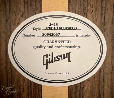2023 - Gibson J45 Studio Rosewood Antique Natural Gloss 4.12 #20943057