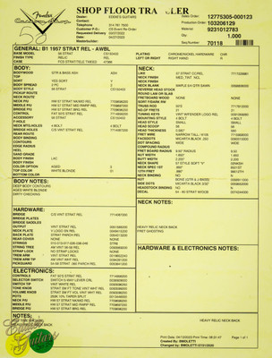 2023 - Fender Custom Shop 1957 Stratocaster Relic - Aged White Blonde