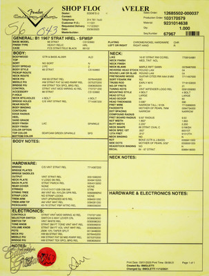 2023 - Fender Custom Shop 1967 Stratocaster Heavy Relic - Sea Foam Green Sparkle