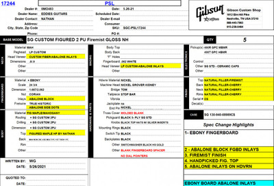 2022 - Gibson Custom Shop PSL SG Custom Figured Top Firemist 7.6 #CS203409
