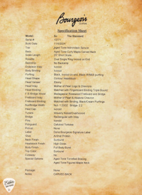 Bourgeois The Standard Small Jumbo Carved Back - Aged Tone Adirondack Spruce & Aged Tone Curly Maple - NAMM 2025