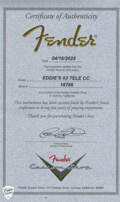 Fender Custom Shop Eddies Guitars Exclusive Dealer Select Roasted 1963 Telecaster Electric guitar in dusk pearl