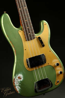 Fender Eddie's Guitars Exclusive Custom Shop 1957 Precision Bass Heavy Relic - Super Faded Aged Sherwood Green Metallic