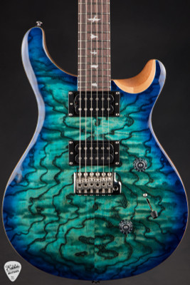 Paul Reed Smith SE Custom 24 Exotic Burled Ash Limited Edition Electric Guitar in Lake Blue