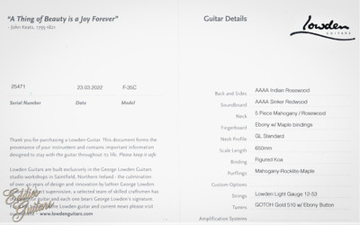 Lowden F-35C - Rosewood/Sinker Redwood