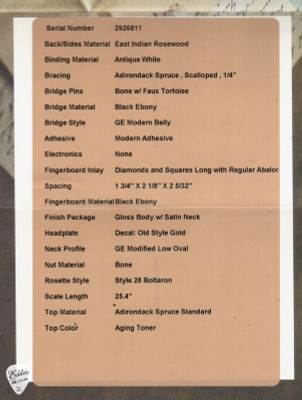 Martin Custom Shop OM-28 Adirondack Spruce & Indian Rosewood / New For 2025 Acoustic Guitar