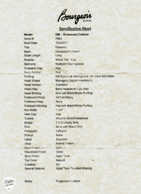 2020 - Bourgeois OM Fingerstyle Custom - Redwood & Cocobolo Acoustic Guitar