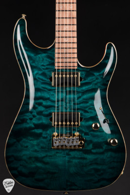Suhr Standard Carve Top Pau Ferro Neck Electric Guitar in Trans Teal Burst