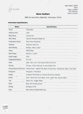 Novo Voltur Custom Electric Guitar in Fiesta Red