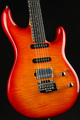 Used - Ernie Ball Music Man Luke 3 HSS Maple Top - Cherry Burst Flame