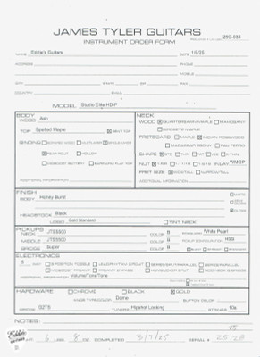 James Tyler Studio Elite HD-P Spalted Maple Electric Guitar in Honey Burst