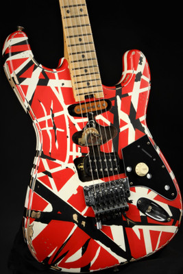 Used - EVH Striped Series Frankie - Red with Black Stripes Relic