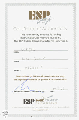 ESP USA Eclipse QM Electric Guitar in Lime Burst