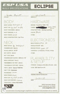 ESP USA Eclipse QM Electric Guitar in Lime Burst